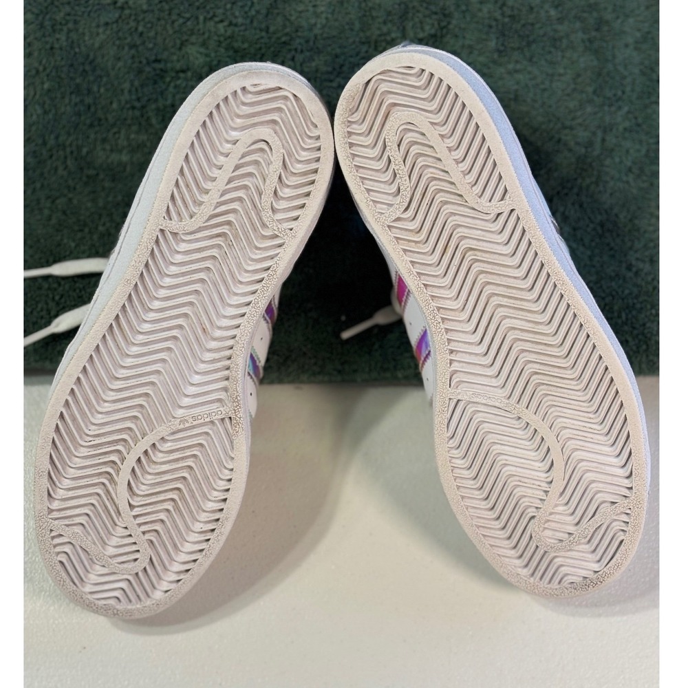 Adidas Superstar Iridescent Stripes White Sneakers Size 4.5 Youth Girl Shoes - Picture 12 of 13